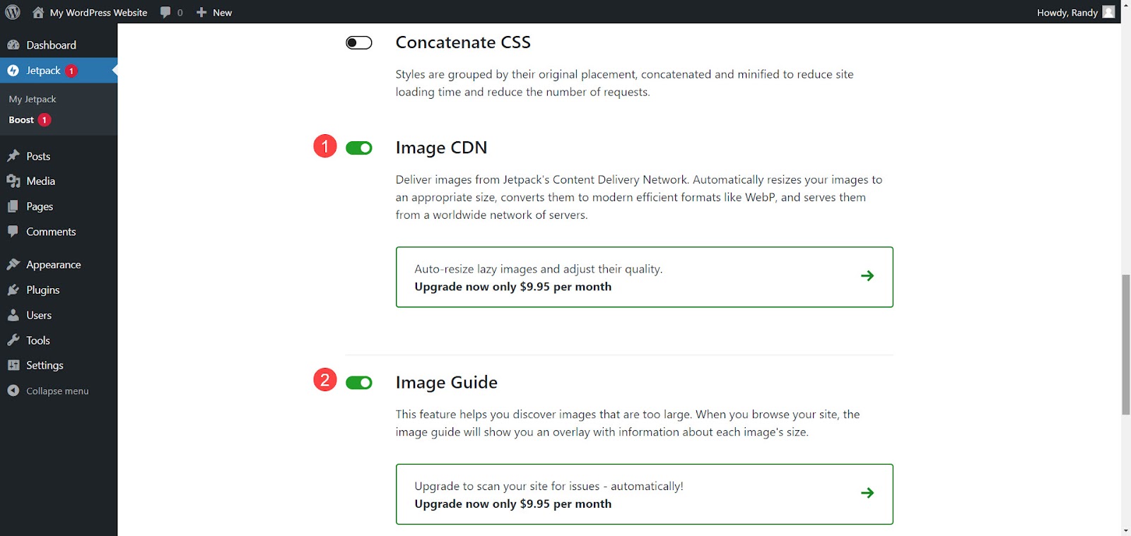 image CDN and image guide settings in Jetpack