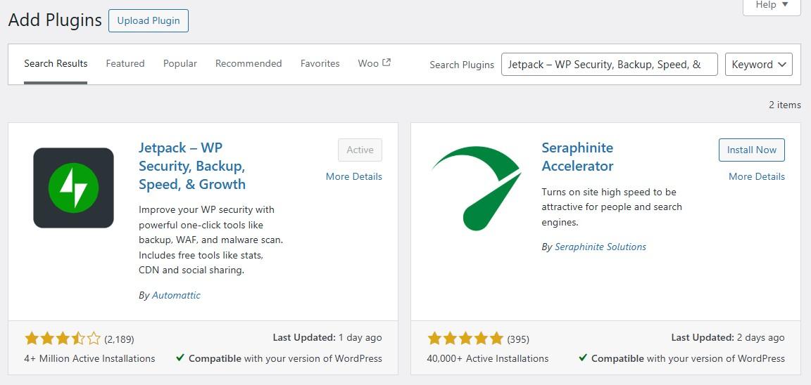 adding Jetpack in WordPress