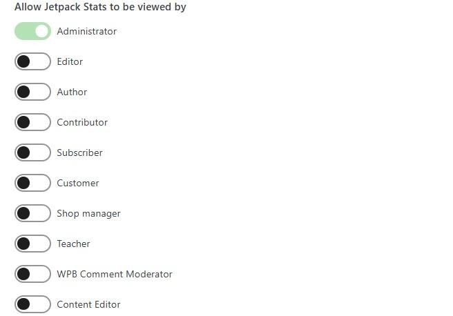 toggles for users who can view statistics