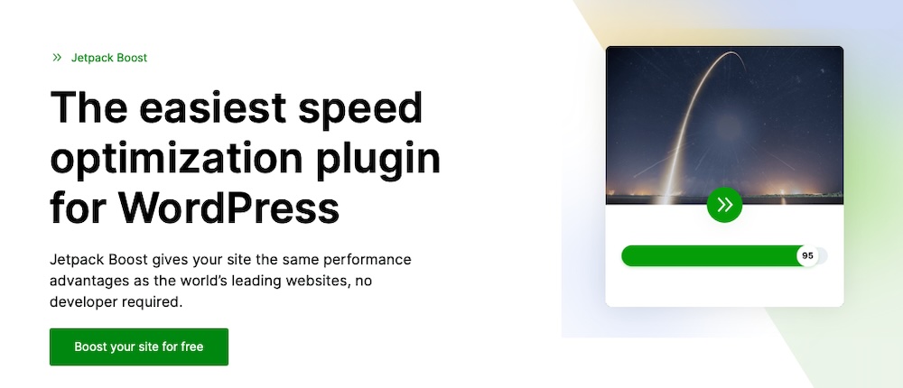 Jetpack page with the text "the easiest speed optimization plugin for WordPress"
