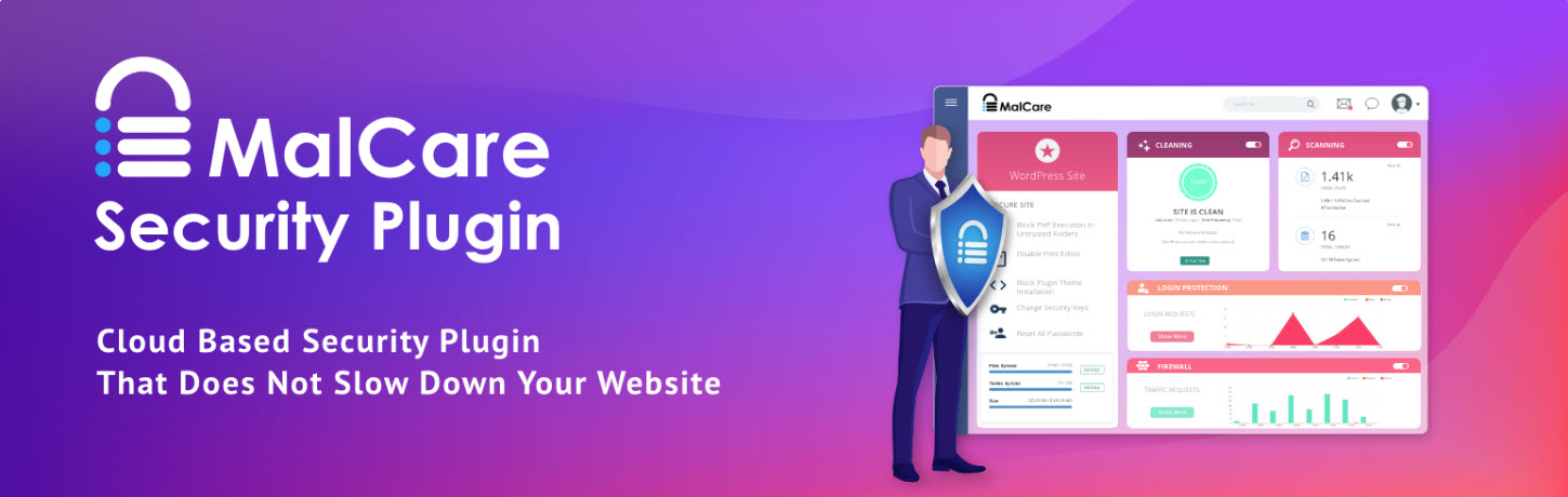 MalCare homepage with the text "cloud based security plugin"