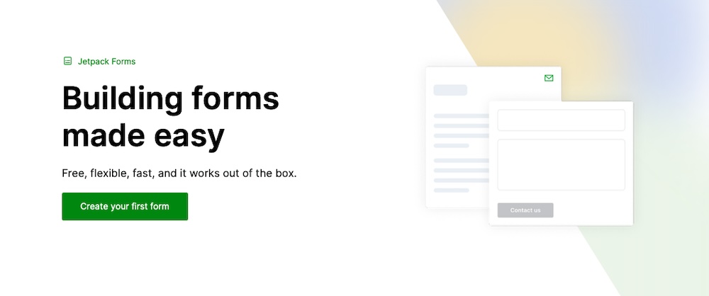 Jetpack forms page with the option to create a form