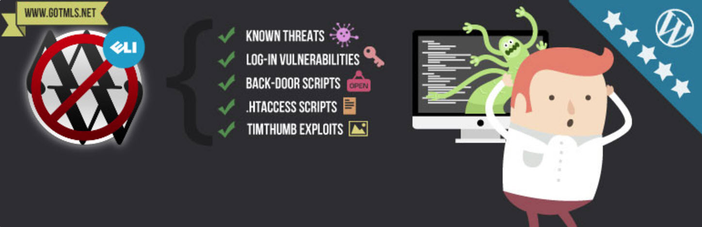 anti-malware plugin graphic with illustrations of vulnerabilities