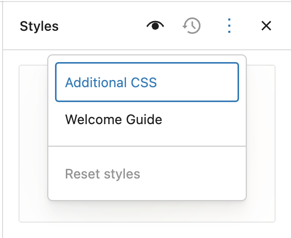Panel Estilos con la opción CSS adicional
