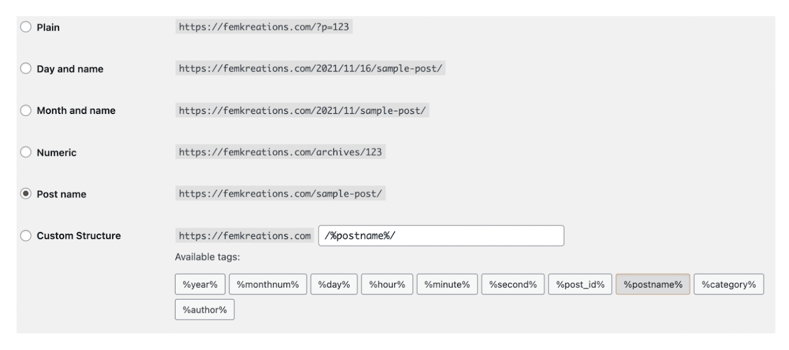 editing the Permalink structure in WordPress