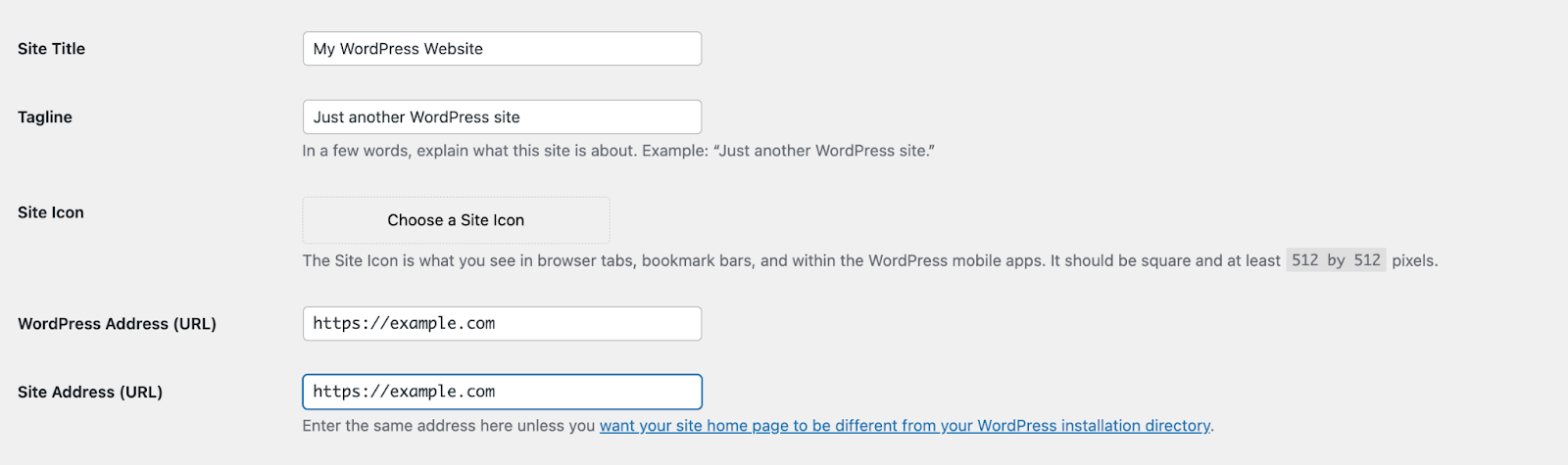 checking the site URL in WordPress