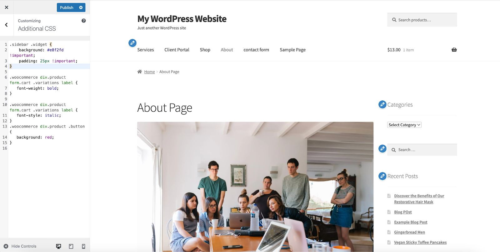 Additional CSS panel in WordPress