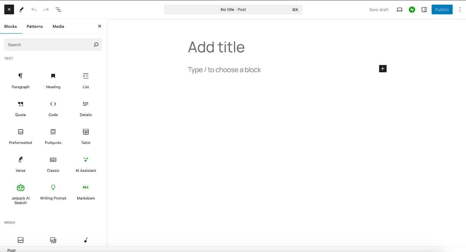 using the block editor to create a post