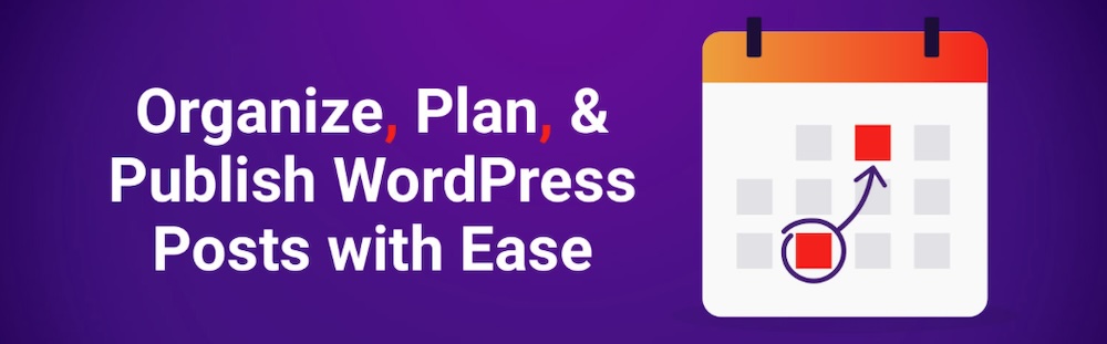 Editorial Calendar WordPress plugin marketing banner with title and calendar graphic.