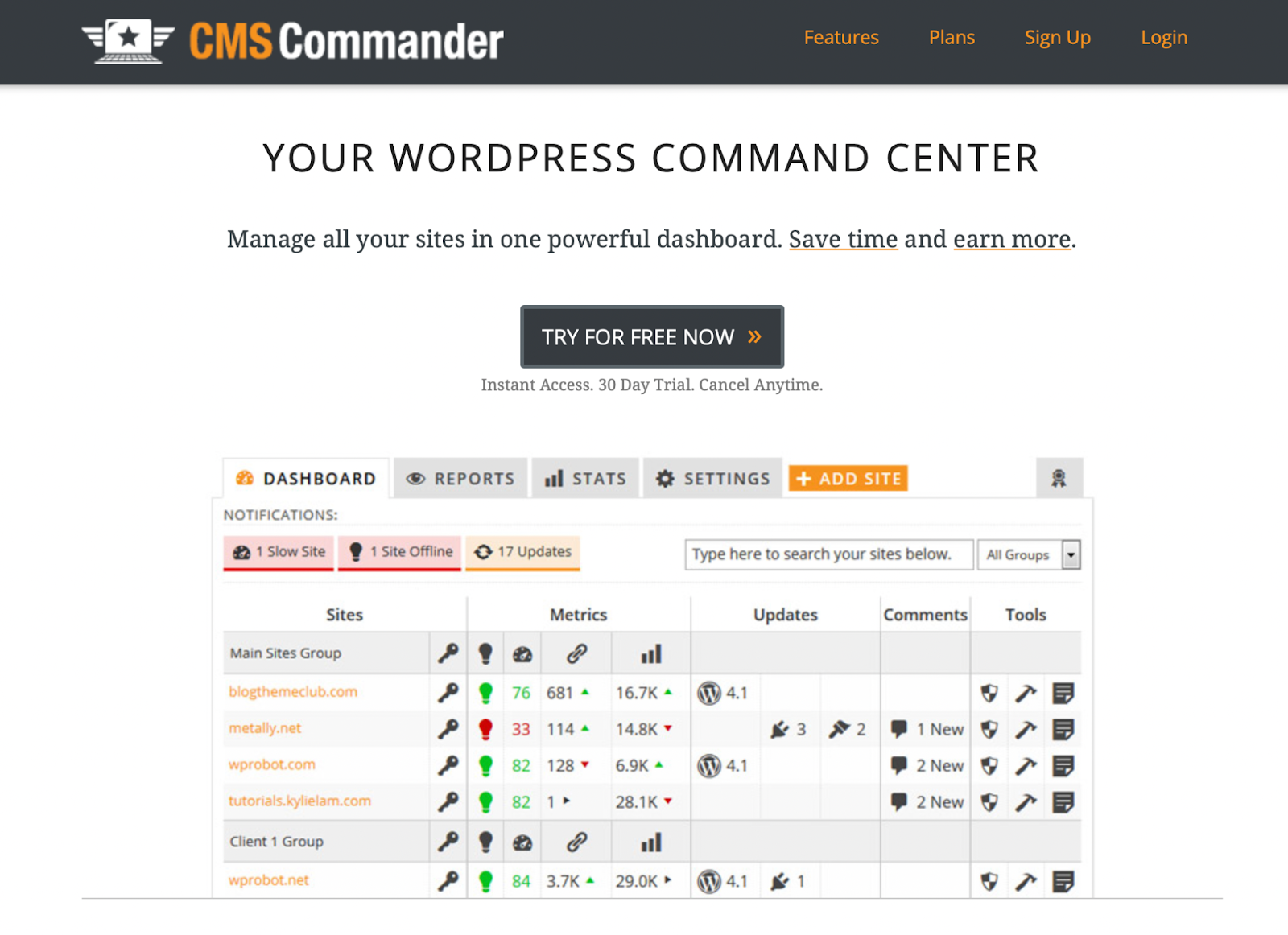 CMA Commander, "Your WordPress command center"