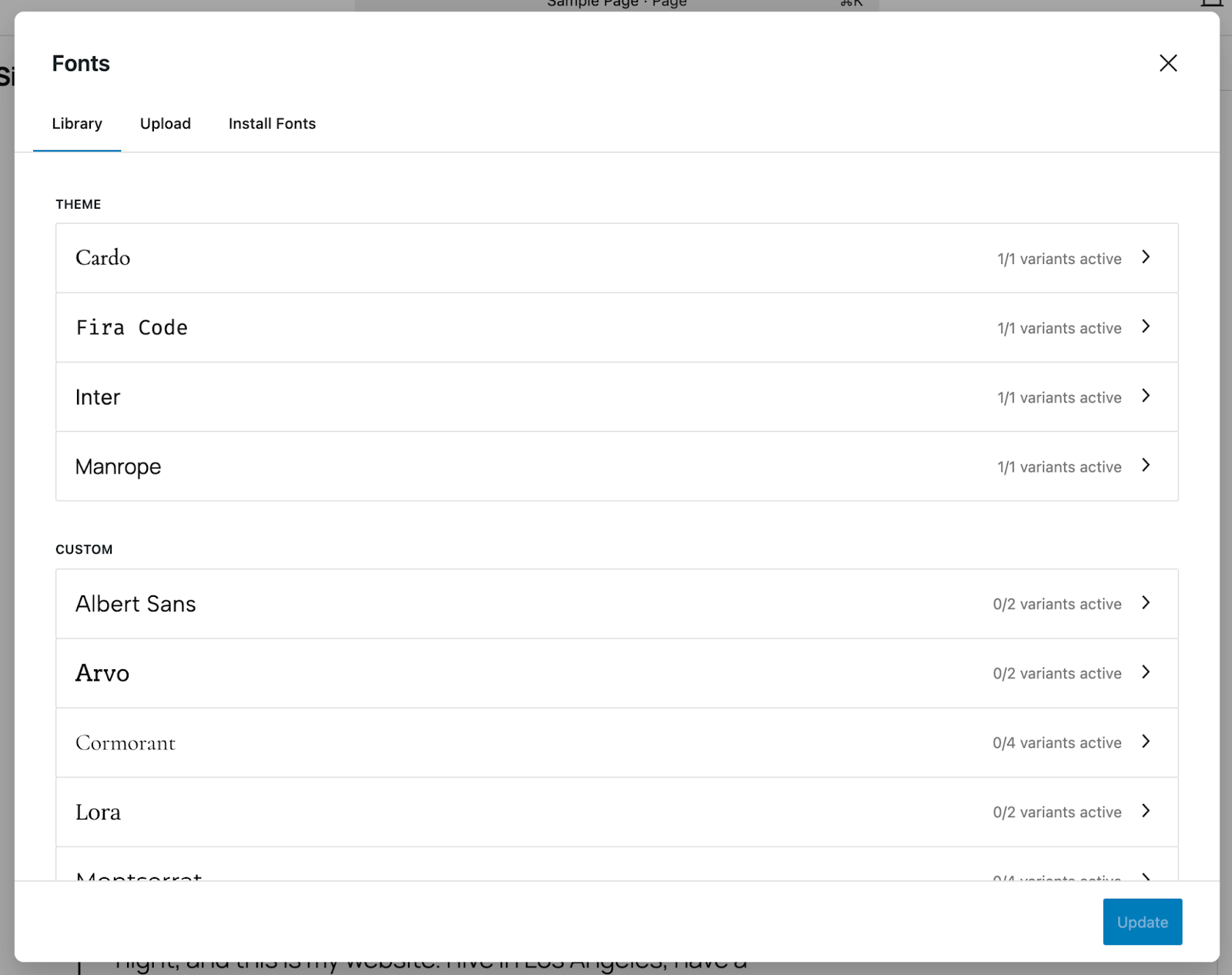 list of font library options and variants