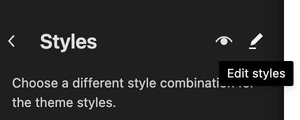 Edit styles button 