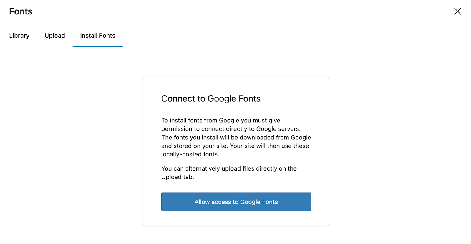 option to connect to Google Fonts