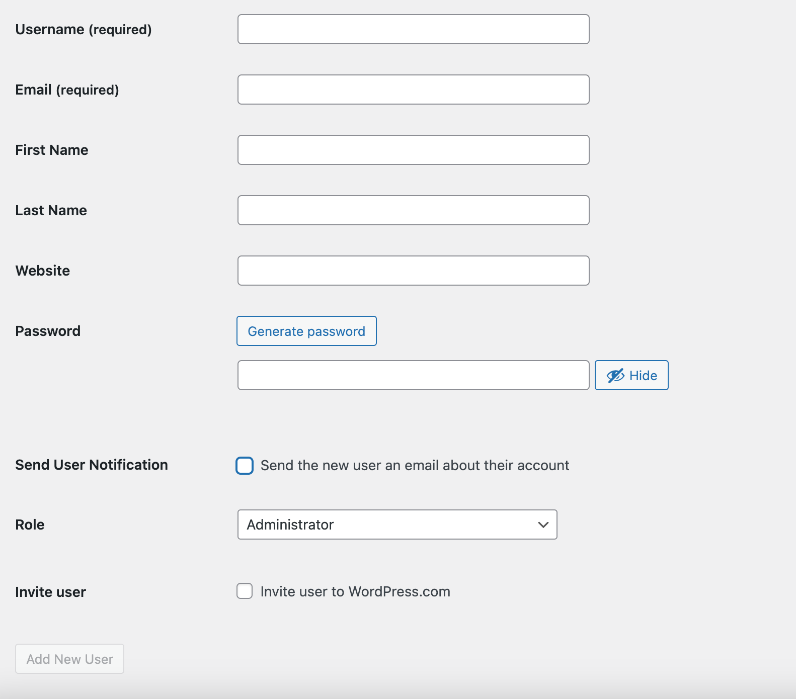 setting a username in WordPress