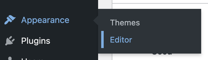 navigating to Appearance --> Editor