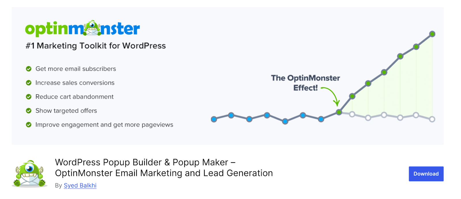 OptinMonster WordPress plugin as seen in the WordPress Plugin Repository on WordPress.org