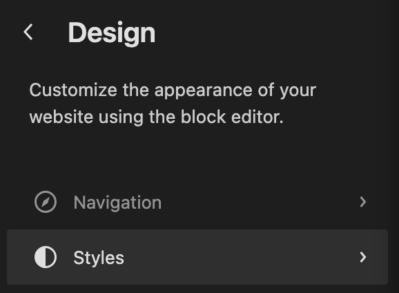 opening the Styles panel