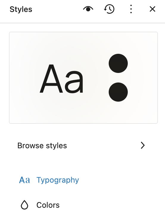 Tyography option highlighted