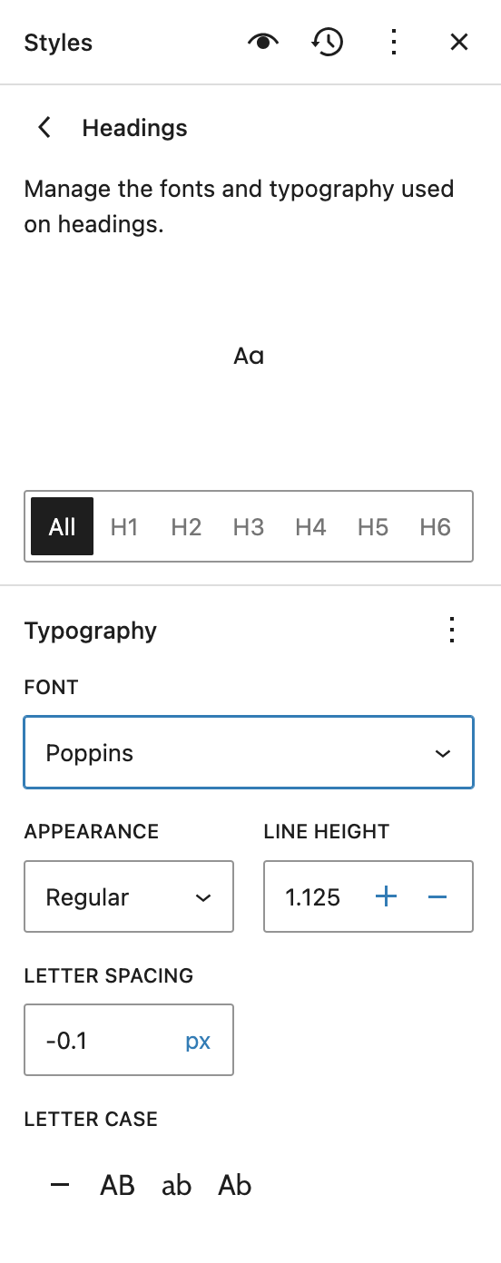 editing header styles