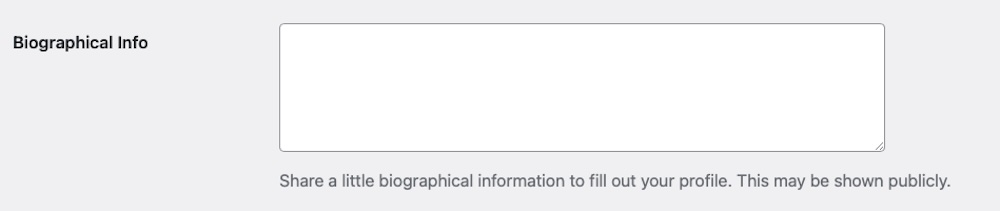 empty field for Biographical info