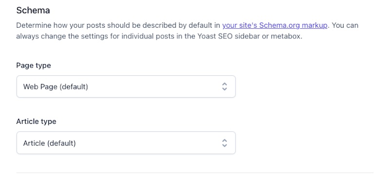 setting schema options in Yoast
