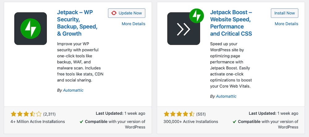 Jetpack plugins on a WordPres site