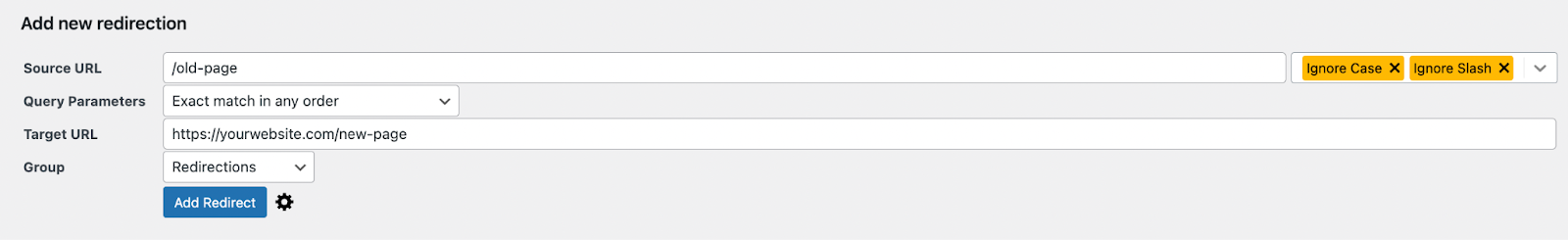 creating a new redirect with a plugin
