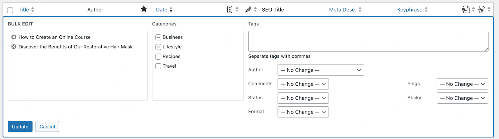 changing the author in bulk