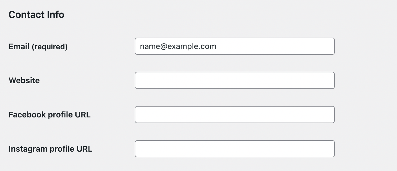 changing contact info for a WordPress user