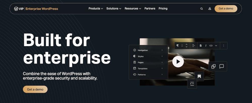 WordPress VIP with text "Built for enterprise"