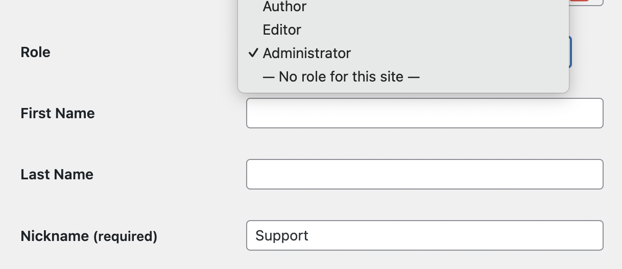 editing the user role