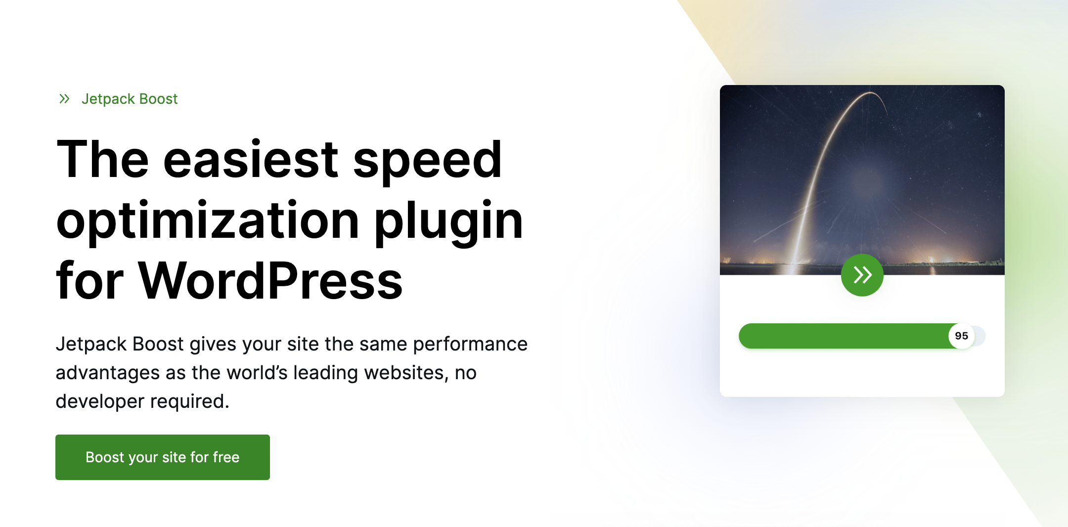 Jetpack Boost page with text "the easiest speed optimization plugin for WordPress"
