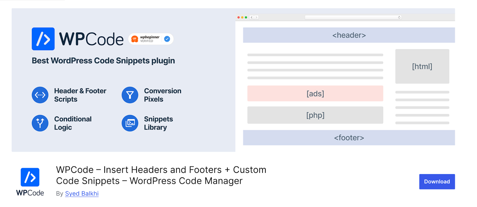 WPCode plugin page