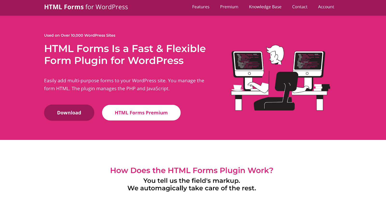 Formularios de HTML para una página de WordPress con información sobre la herramienta