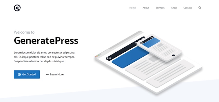 GeneratePress demo with filler text