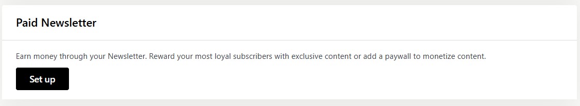 option to set up a paid newsletter