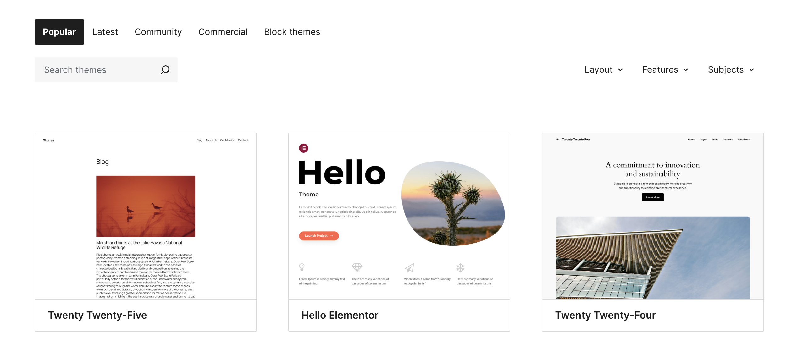 WordPress.org theme directory
