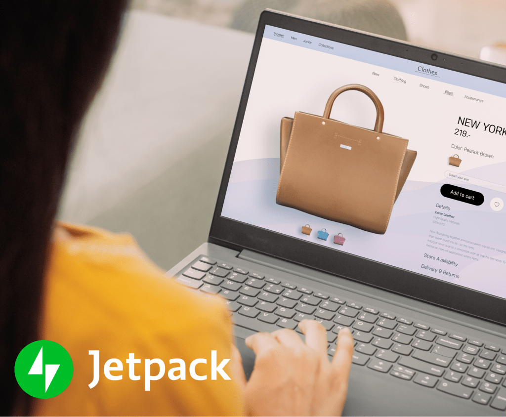 woman looking at a purse on an ecommerce site