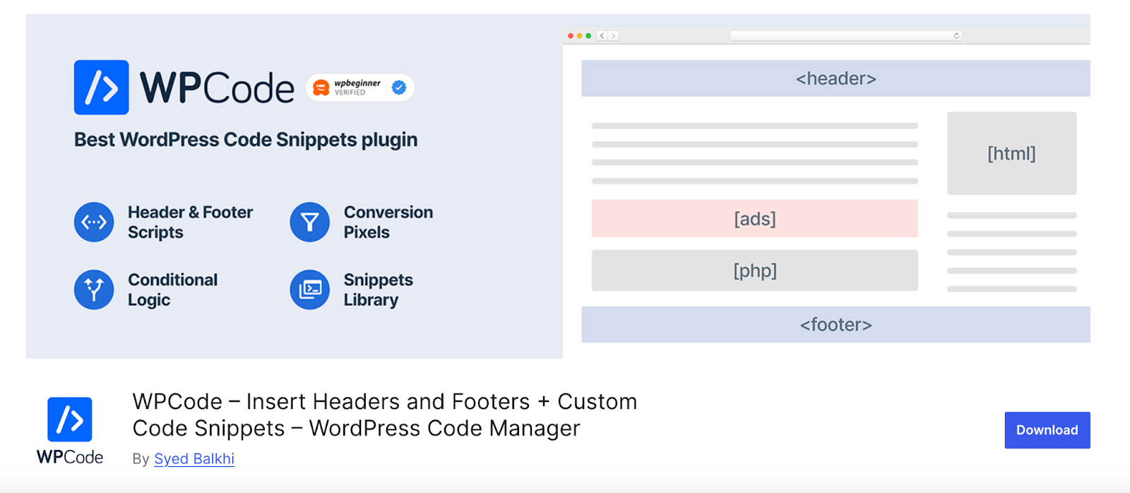 WPCode plugin page