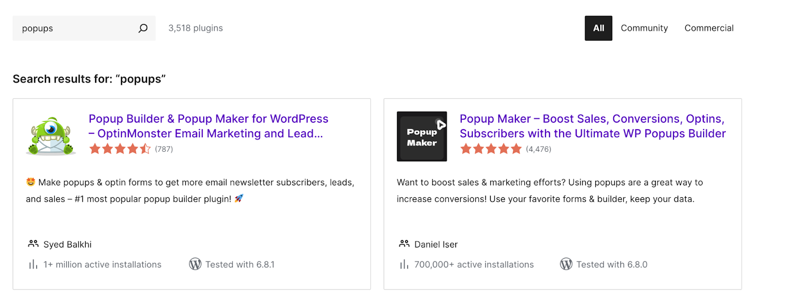 search results for "popups" in the WordPress plugin repository