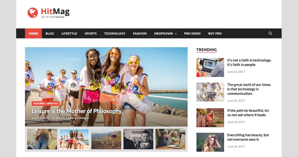 Tema HitMag con cuadrículas de entradas de blog