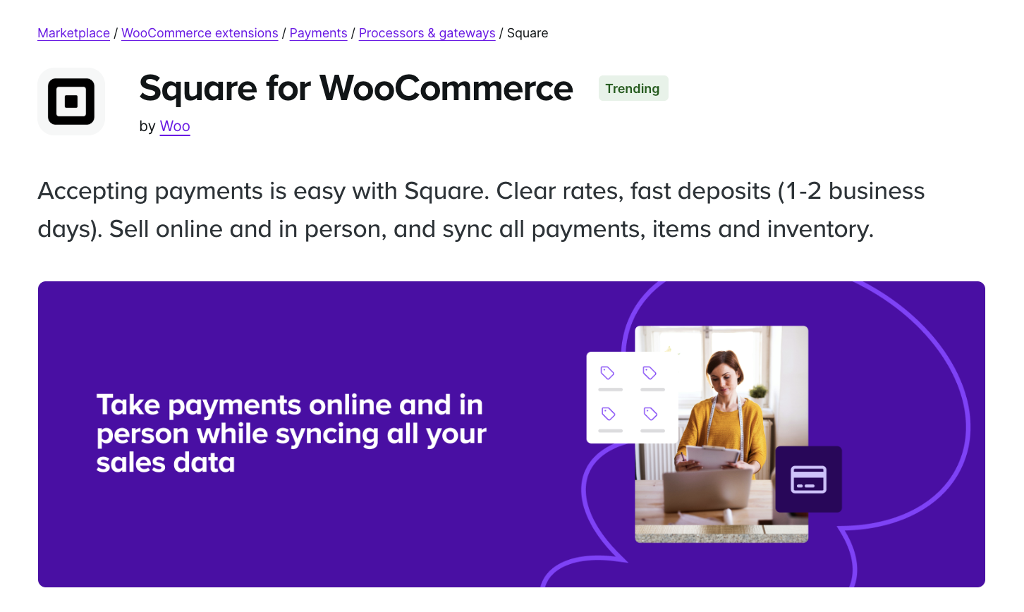 Square for WooCommerce extension page