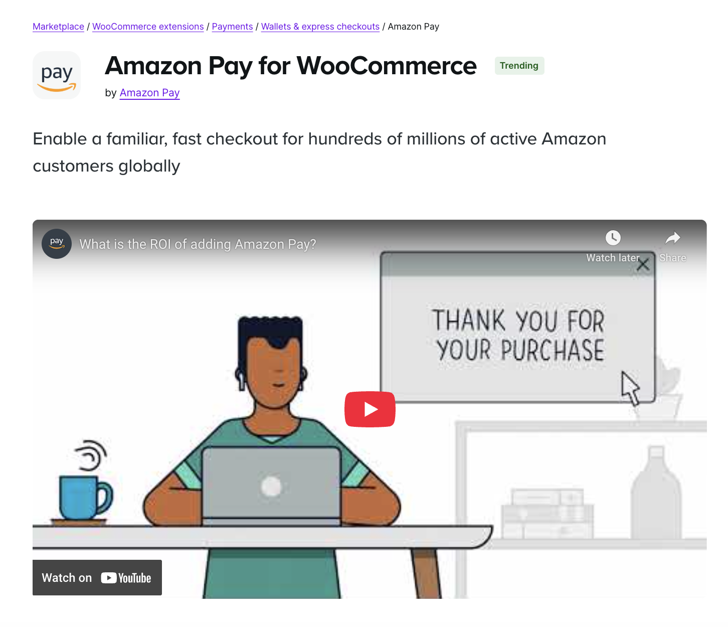Amazon Pay for WooCommerce extension page