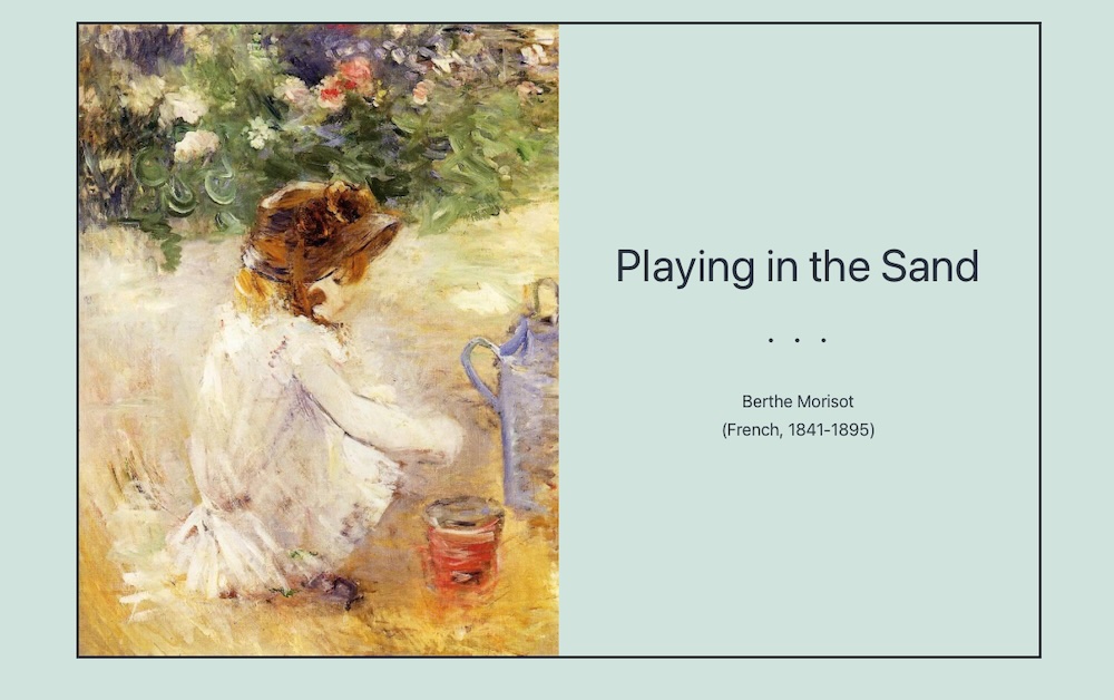 The Twenty Twenty-One theme preview with a photo of a painting