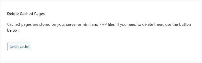 WP Super Cache clear or "delete" cache trigger from within the plugin settings.