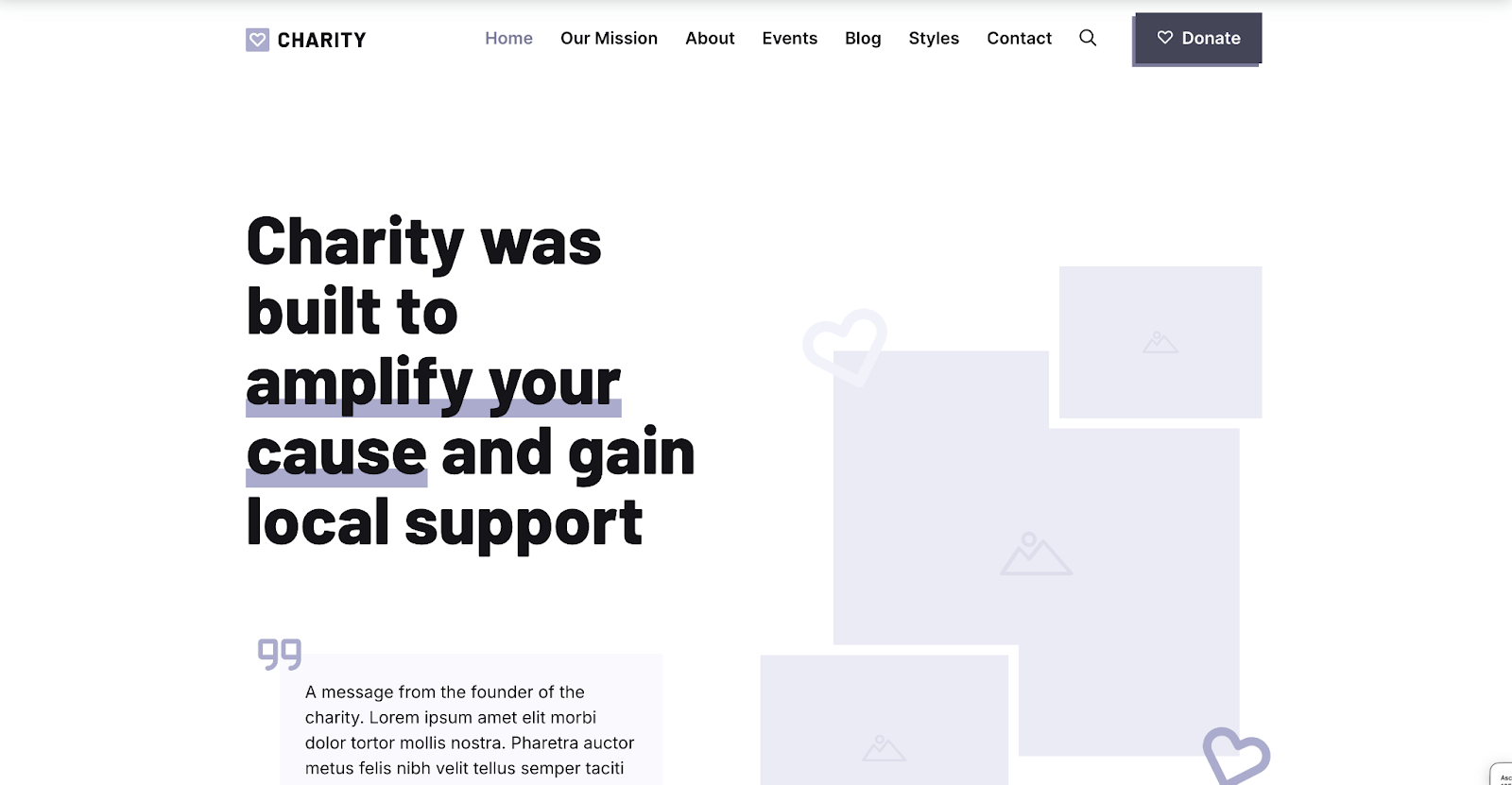 GeneratePress Theme example homepage hero section with title, and paragraph.