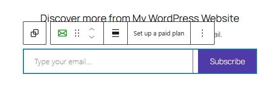 The Jetpack Newsletter Subscribe block as seen on the front-end but with additional styling.