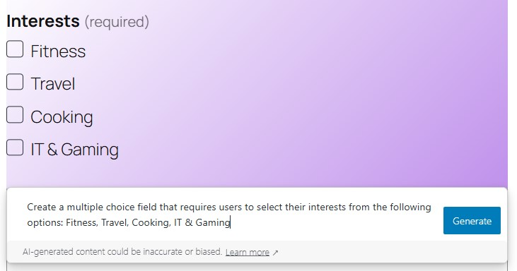 adding checkboxes