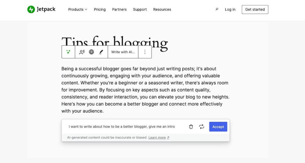 using Jetpack AI to write content