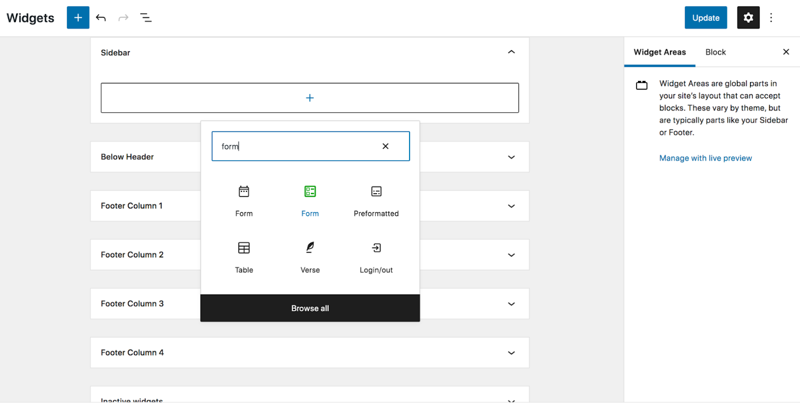 adding a form to a widget